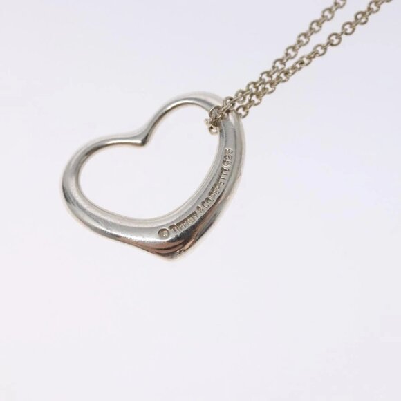 TIFFANY&Co. Open Heart Necklace Ag925 Silver Auth am8916